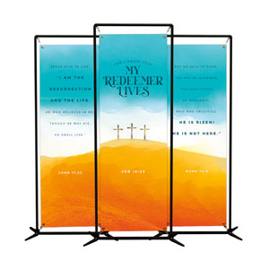 Resurrection Sunday Crosses Triptych 2' x 6' Banner