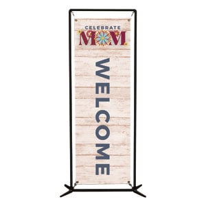 Celebrate Mom Wood Flowers 2' x 6' Banner