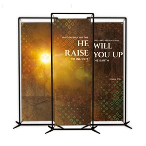 Psalm 37:34 Triptych 2' x 6' Banner