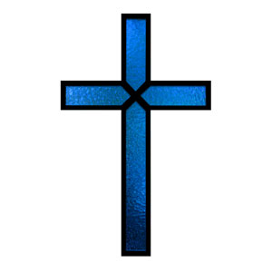 Blue Stained Glass Cross StickUp