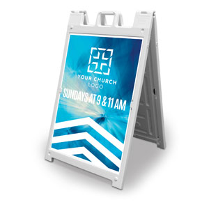 Chevron Blue Church Logo 2' x 3' Street Sign Banners