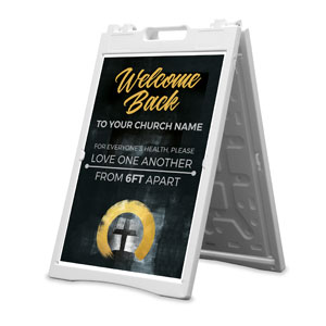 Hope Is Alive Gold Welcome Back Distancing 2' x 3' Street Sign Banners