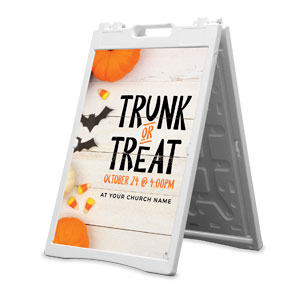 Trunk or Treat White Wood 2' x 3' Street Sign Banners