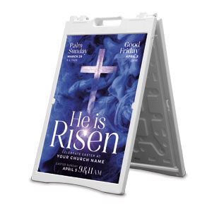 He Is Risen Blue Smoke 2' x 3' Street Sign Banners