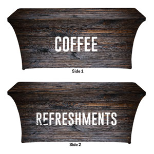Dark Wood Coffee Refreshments Stretch Table Covers