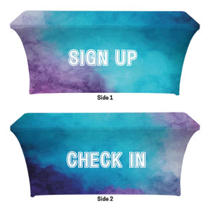 Blue Stucco Sign Up Check In Stretch Table Covers