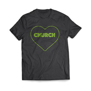Green Church Heart - Large Customized T-shirts