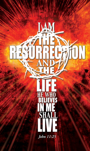Banners, Scripture, I am the Resurrection, 3 x 5
