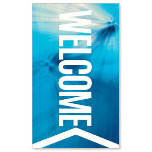 Chevron Welcome Blue 3 x 5 Vinyl Banner