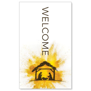 Gold Powder Creche Welcome 3 x 5 Vinyl Banner