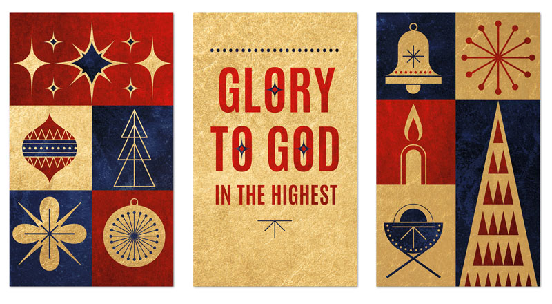 Banners, Christmas, Celebrate Christmas Icons Triptych, 3 x 5