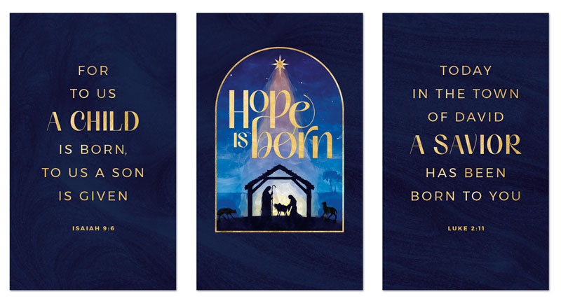 Banners, Christmas, Hope Is Born Nativity Triptych, 3 x 5