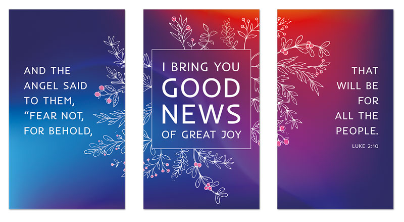 Banners, Christmas, Glow Christmas Triptych, 3 x 5