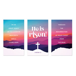 Easter At Mountains Triptych 3 x 5 Vinyl Banner