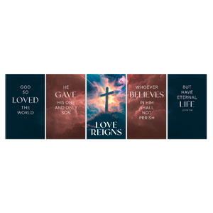 Love Reigns Cross Set 3 x 5 Fabric Banners