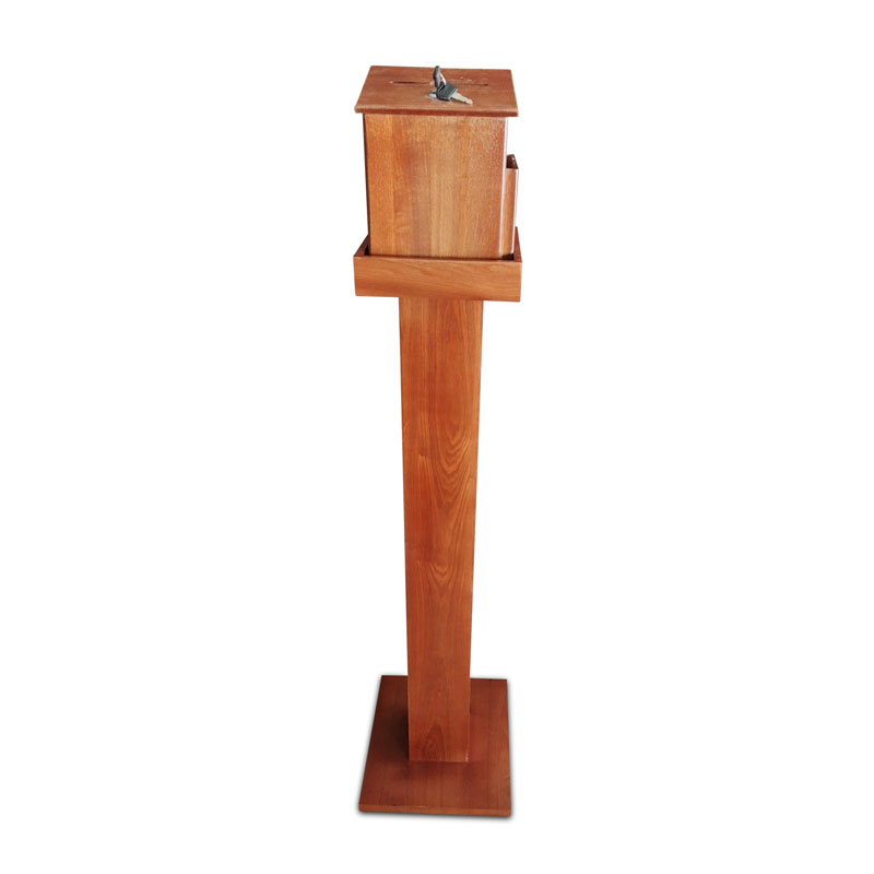 Safety Products, Safety, Wood Offering Box and Stand Combo - Oak Brown