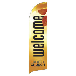 Back to Church Welcomes You Orange Leaves Flag Banner