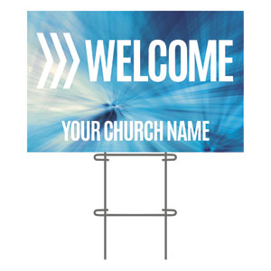 Chevron Welcome Blue 36"x23.5" Large YardSigns