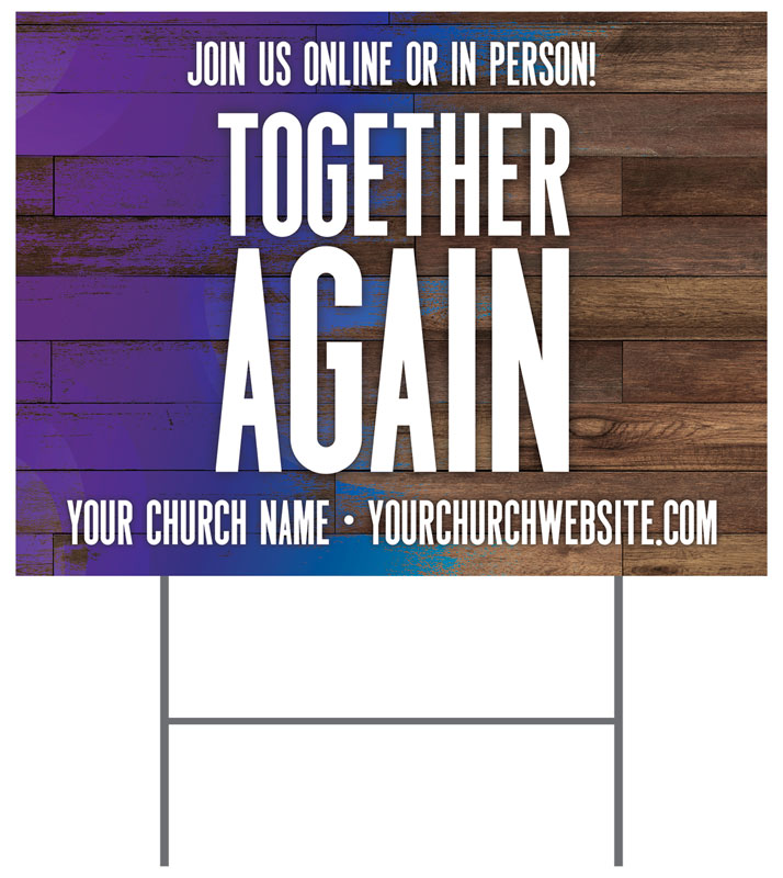 Colorful Wood Together Again Yard Sign - Church Banners - Outreach ...