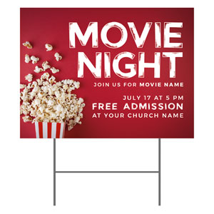 Movie Night Popcorn YardSigns