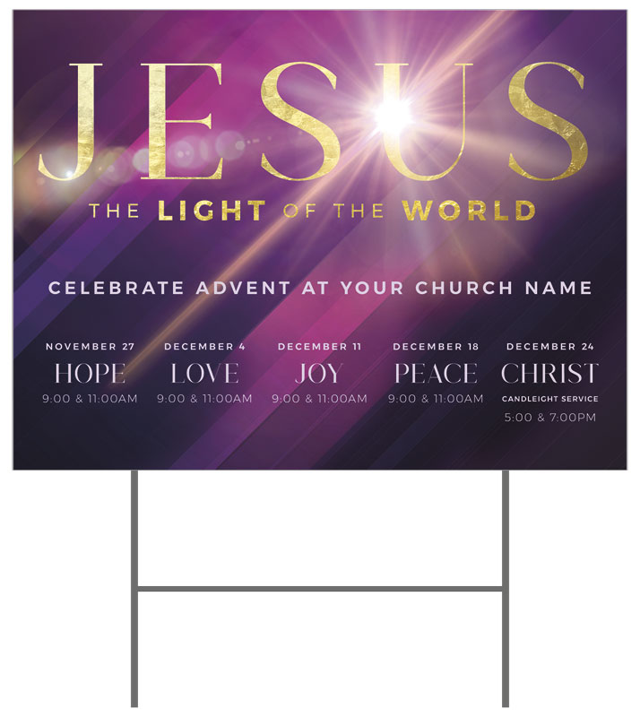 Yard Signs, Christmas, Jesus Light of the World, 18 x 24
