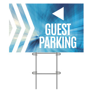 Chevron Blue Guest Parking 36"x23.5" Large YardSigns