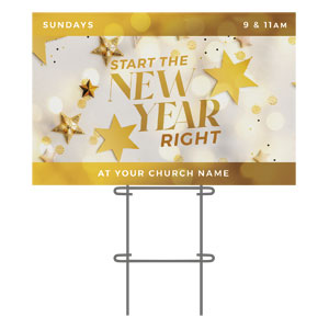 New Year Stars 36"x23.5" Large YardSigns