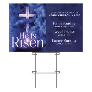 He Is Risen Blue Smoke 36"x23.5" Large YardSigns